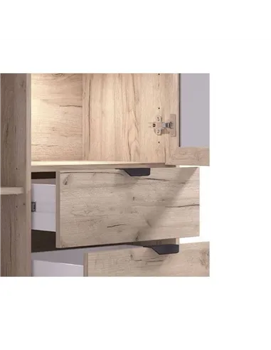 Vivea Grey Oak Effect And Cashmere Slatted 2 Door Display Cabinet, 3438