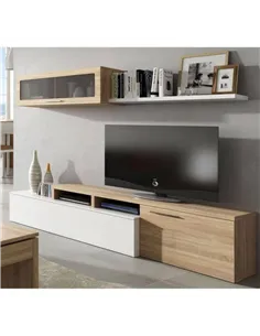 Warrington White Gloss And Oak Effect Reversible L-Shaped TV Unit Cabinet, 3296 2
