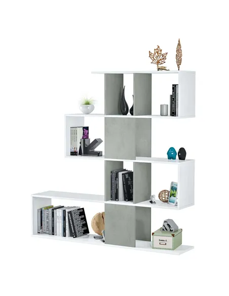 Zaga Artic White and Concrete Grey Bookcase, 2932