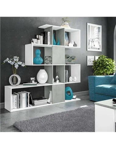 Zaga Artic White and Concrete Grey Bookcase, 2932