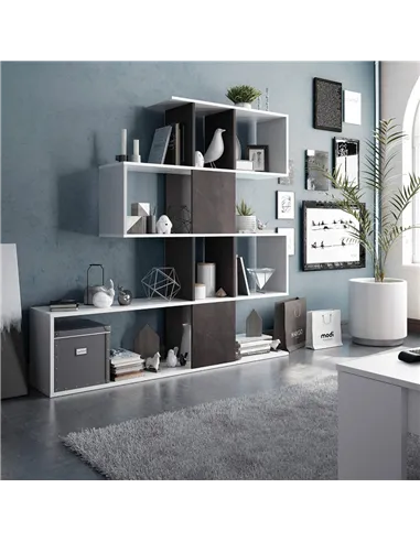 Zaga Oxide Dark Brown and Artic White Bookcase, 3028