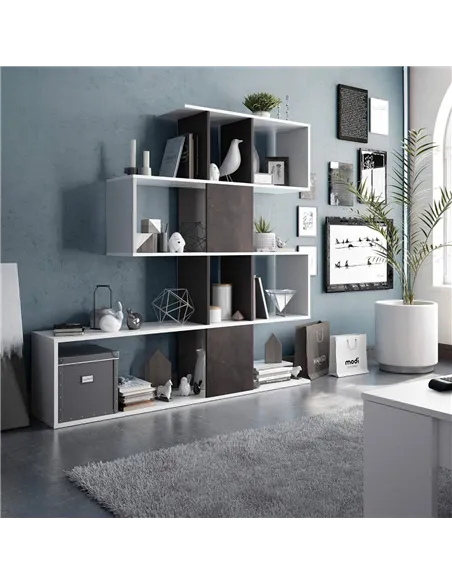 Zaga Oxide Dark Brown and Artic White Bookcase, 3028