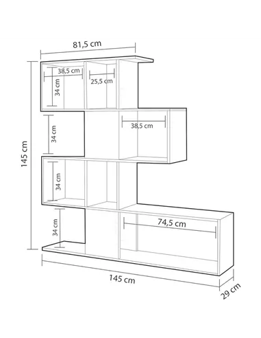 Zaga Oxide Dark Brown and Artic White Bookcase, 3028