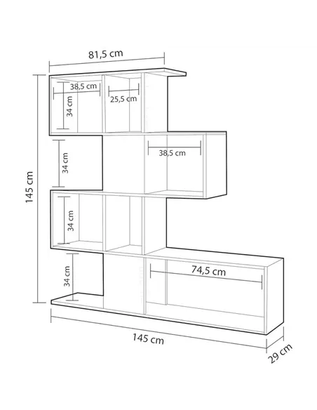 Zaga Oxide Dark Brown and Artic White Bookcase, 3028