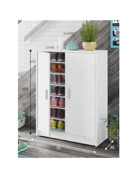 Zuldy Large White Shoe Cupboard, 2505