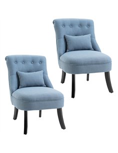 HOMCOM Fabric Single Sofa, Tub Chair, Upholstered Bedroom Chair with Pillow, Solid Wood Leg for Home, Living Room, Dining Room, 