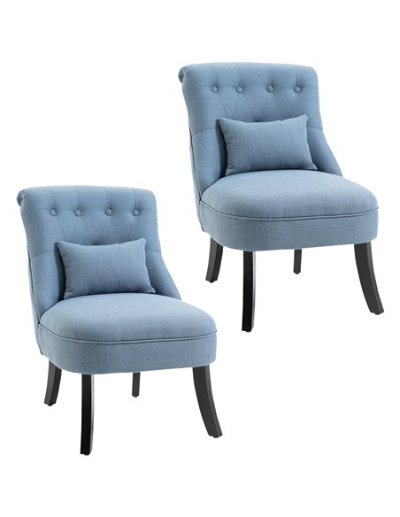 HOMCOM Fabric Single Sofa, Tub Chair, Upholstered Bedroom Chair with Pillow, Solid Wood Leg for Home, Living Room, Dining Room, 
