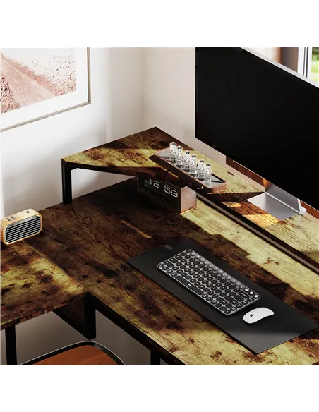 HOMCOM Industrial 'L' Shaped Multi-Work Desk - Brown