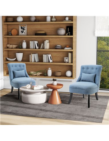 HOMCOM Fabric Single Sofa, Tub Chair, Upholstered Bedroom Chair with Pillow, Solid Wood Leg for Home, Living Room, Dining Room, 