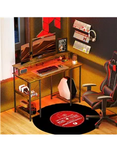 HOMCOM LED Computer Desk, with Power Outlets and Shelves - Rustic Brown 2