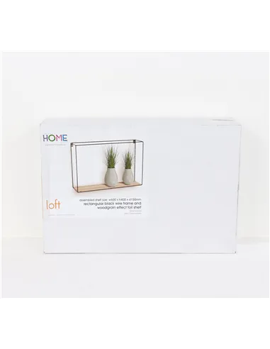 Core Products rectangular display wall shelf - black metal and wood effect