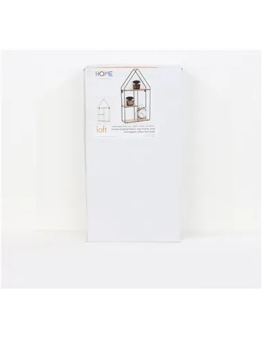 Core Products house shape display wall shelf - black metal and wood effect