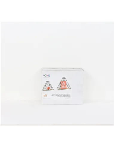 Core Products triangle set of 2 display shelf set - black metal and wood effect