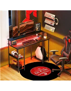 HOMCOM LED Computer Desk, with Power Outlets and Shelves - Black 2