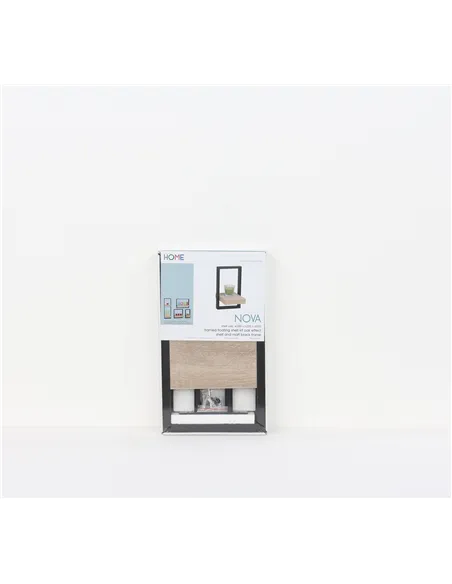 Core Products framed floating shelf kit - oak effect shelf with black frame