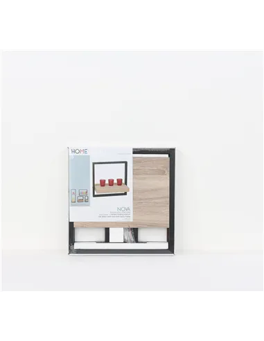 Core Products framed floating shelf kit - oak effect shelf with black frame