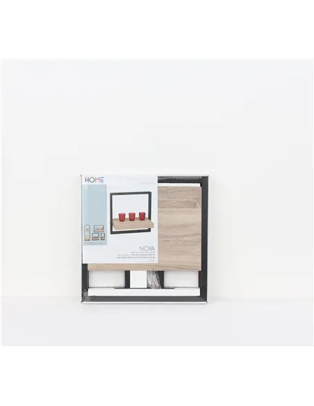 Core Products framed floating shelf kit - oak effect shelf with black frame