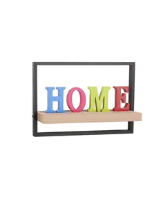 Core Products framed floating shelf kit - oak effect shelf with black frame 2