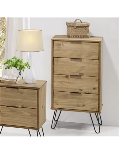 Core Products Augusta Pine 4 drawer narrow chest of drawers
