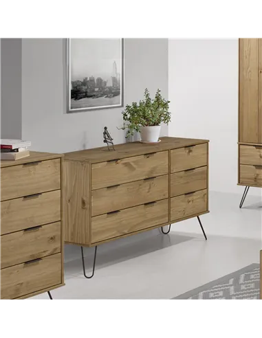 Core Products Augusta Pine 3+3 drawer wide chest of drawers