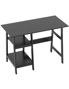 HOMCOM Compact Computer Desk with Storage Shelves, Study Table with Bookshelf, PC Table Workstation for Home Office, Study, Easy