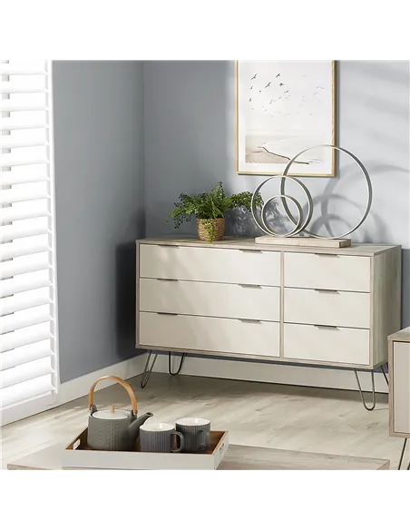Core Products Augusta Driftwood 3+3 drawer wide chest of drawers