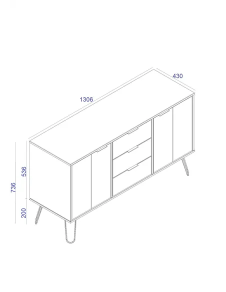 Core Products Augusta Driftwood medium sideboard with 2 doors