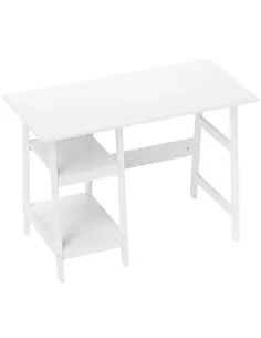 HOMCOM Compact Computer Desk with Storage Shelves, Study Table with Bookshelf, PC Table Workstation for Home Office, Study, Easy