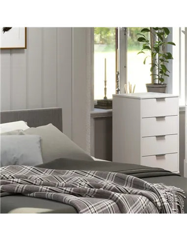 Core Products Augusta White 4 drawer narrow chest of drawers