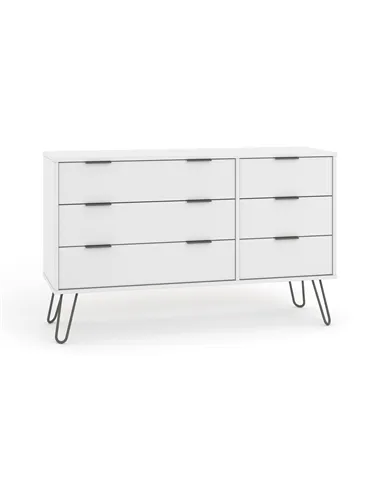 Core Products Augusta White 3+3 drawer wide chest of drawers