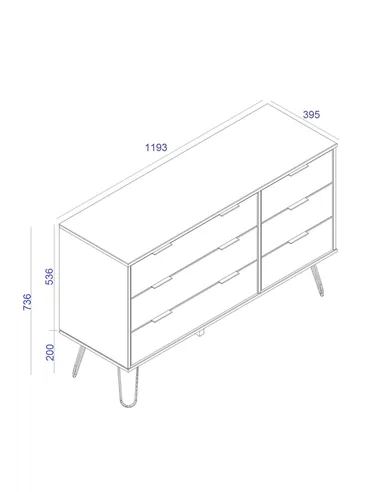 Core Products Augusta White 3+3 drawer wide chest of drawers