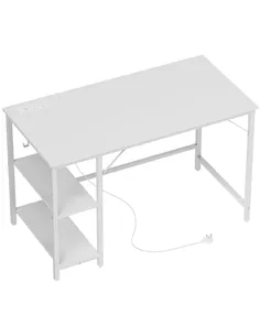 HOMCOM Computer Desk, with Power Sockets - White