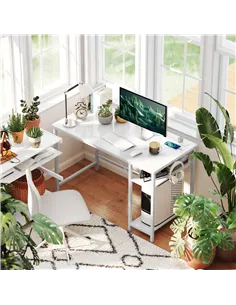 HOMCOM Computer Desk, with Power Sockets - White 2
