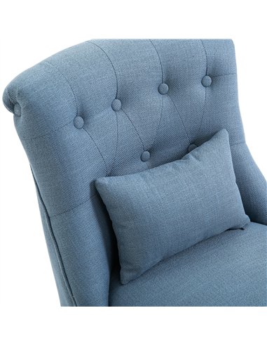 HOMCOM Fabric Single Sofa, Tub Chair, Upholstered Bedroom Chair with Pillow, Solid Wood Leg for Home, Living Room, Dining Room, 