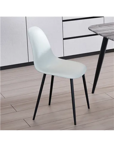 light grey plastic seat with black metal legs (pair)