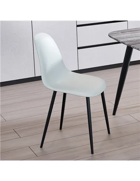 light grey plastic seat with black metal legs (pair)