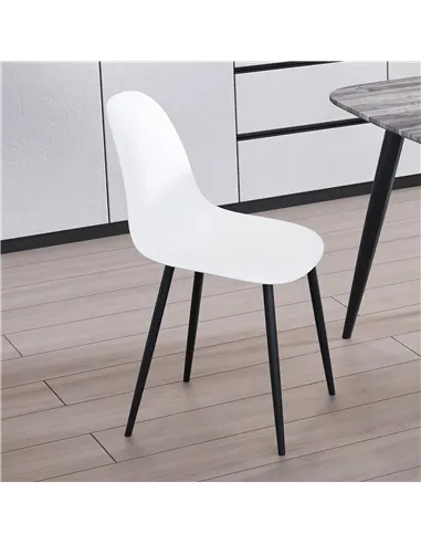 white plastic seat with black metal legs (pair)