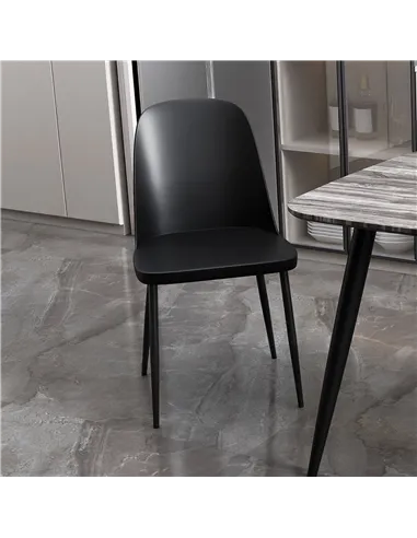 black plastic seat with black metal legs (pair)