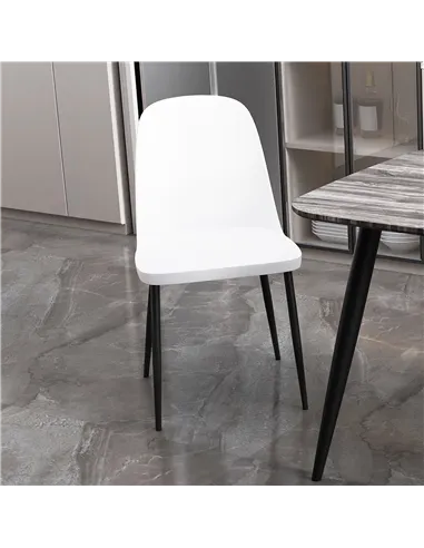 white plastic seat with black metal legs (pair)