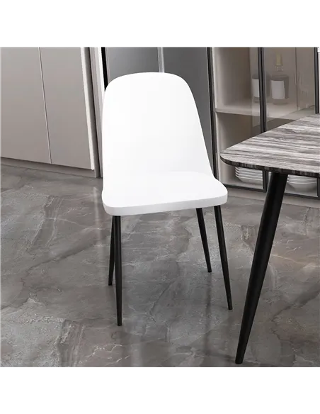 white plastic seat with black metal legs (pair)