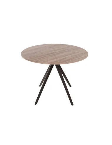 grey oak effect top with black pedestal leg frame
