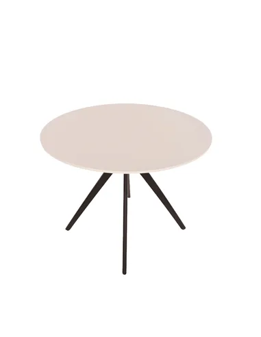 white painted top with black pedestal leg frame