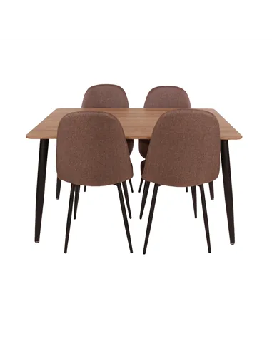 aged oak effect foiled top and 4 x upholstered chair set