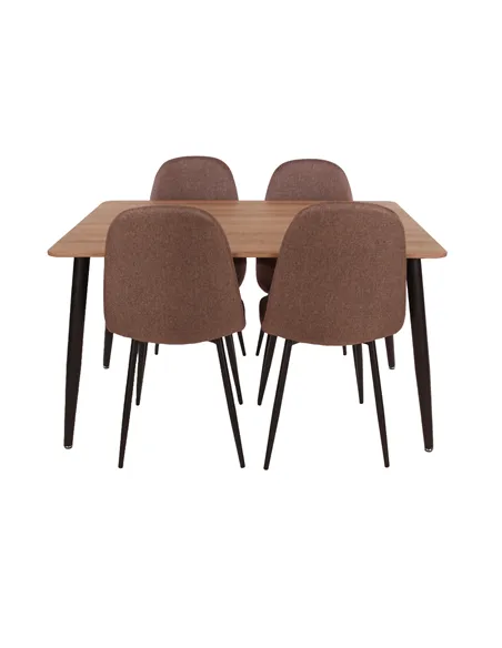 aged oak effect foiled top and 4 x upholstered chair set