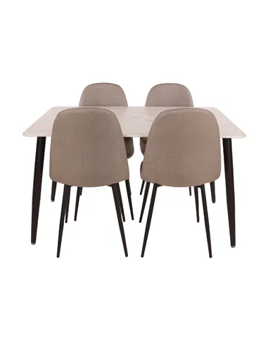 white marble effect foiled top and 4 x upholstered chair set