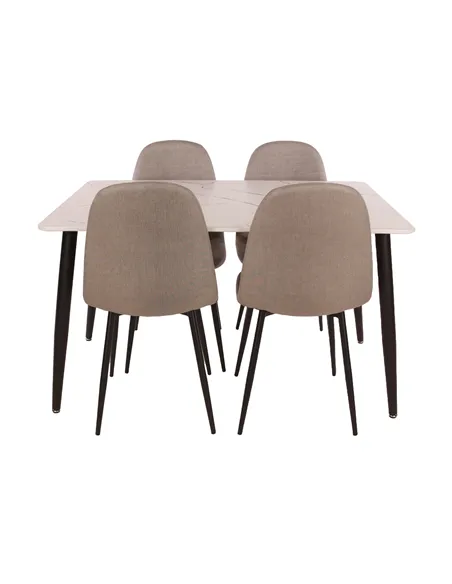 white marble effect foiled top and 4 x upholstered chair set