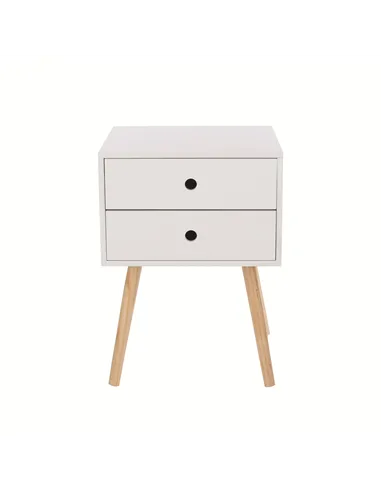 2 drawer & wood legs bedside cabinet