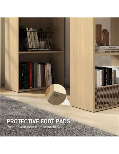 HOMCOM 120cm Computer Desk, Wooden PC Laptop Table with 6-Tier Storage Bookshelves, Home Office Working Study Desk, Writing Work