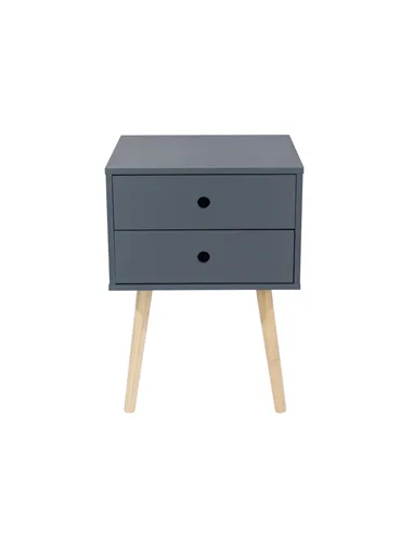 2 drawer & wood legs bedside cabinet
