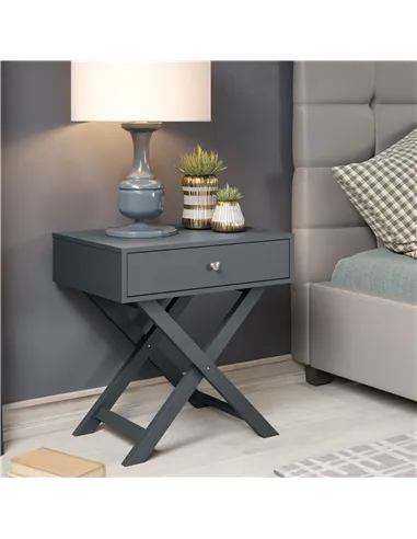 Core Products Options Blue X leg  1 drawer petite bedside cabinet